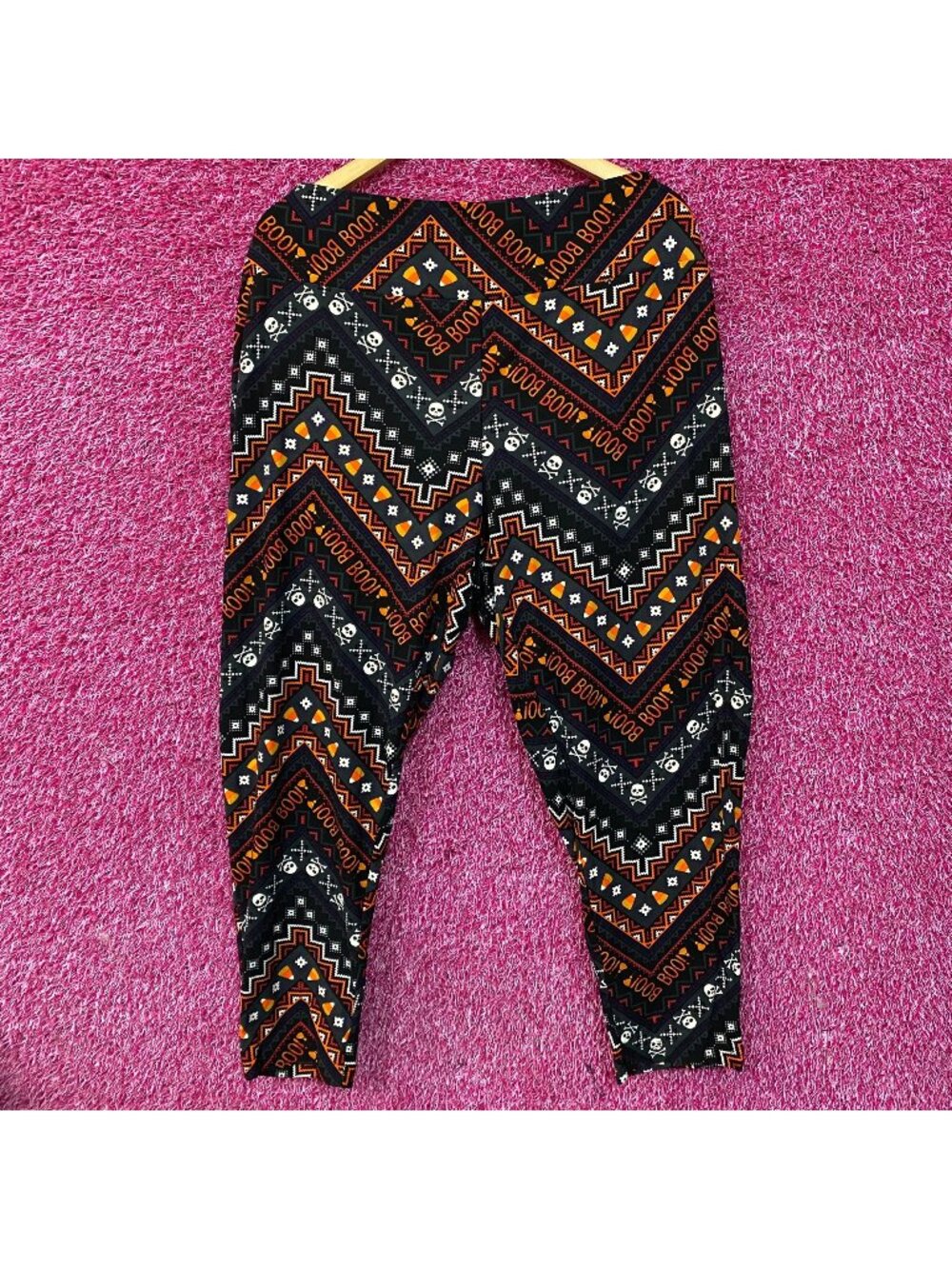 Terra & Sky Halloween Boo Skull Cross Bone High Rise Leggings XL